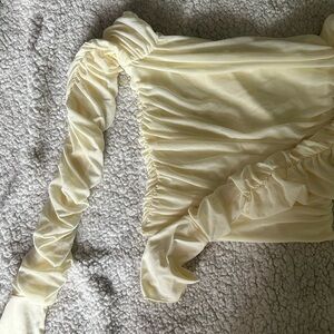 Elegant Cream Ruched Women's Top